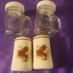 Festive Glass Mugs and Ceramic Shakers Set